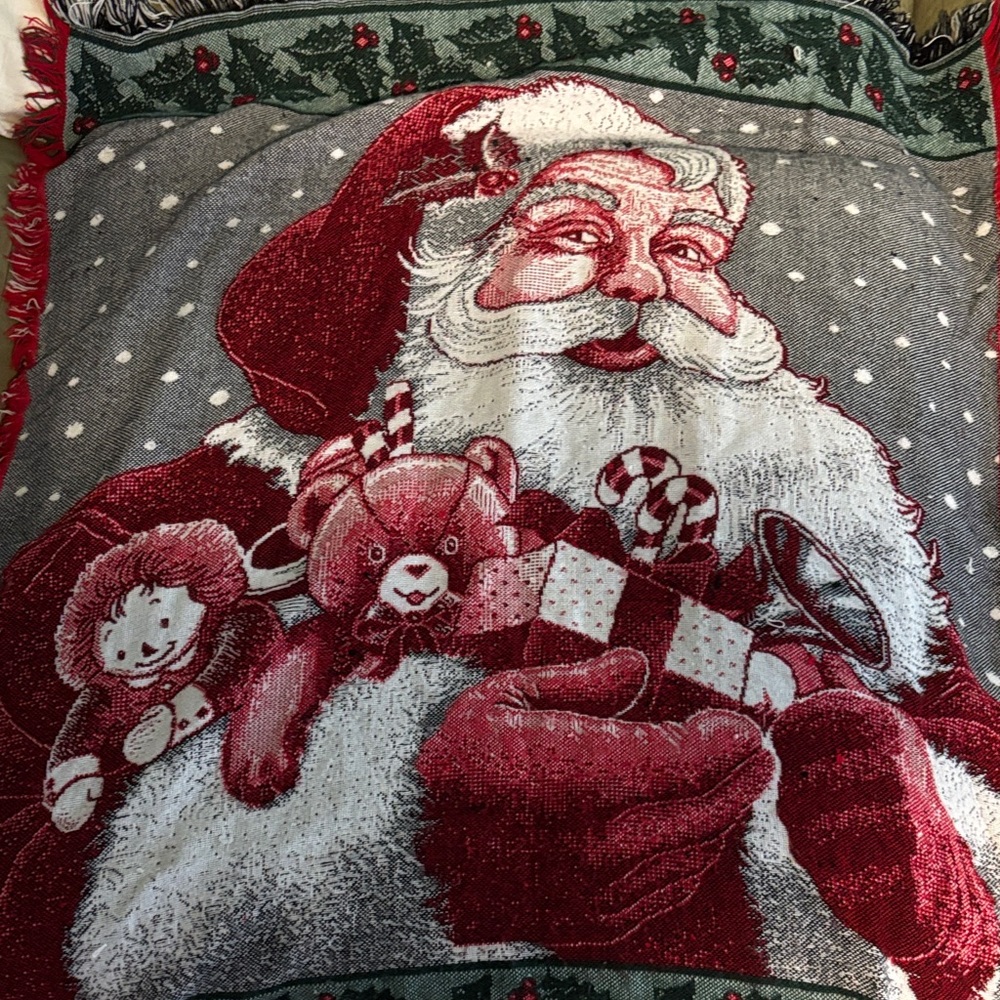 Festive Santa Claus Holiday Throw Blanket